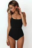 Fongt Popular Female One-Piece Swimsuit Solid Color Special Cloth Belt Integrated Bikini 19139-Outfit