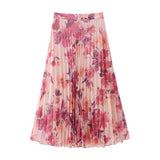Spring Flower Printed Shirt 9878061 100-Pleated Skirt 9878055-Outfit