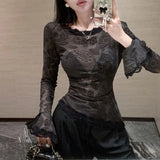 Fongt Casual Crew Neck Long Sleeve Bodysuit