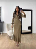 Fongt 2025 Long-Sleeved Dress With Slim Skinny Knitted Long-Sleeved Dress