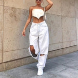 Big Hole White Jeans-Outfit