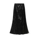 Fongt Velvet Dress Women Autumn And Winter New Korean Version Of High-Waist A Skirt In The Long-Term Slim Stumbling Skirt 0517