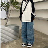 Multi Pockets Vintage Baggy Cargo Jeans-Outfit