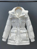 Winter Warm Parka Vintage Small Fragrance Jacket Fashion Hooded Sonw Coat Female Puffer Jacket Drawstring Parka