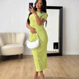 Fongt And Autumn New French Vintage Slimming Knitted Short Sleeve Dress