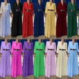 Fongt Buy Through The New Fashion V-Neck Long-Sleeved Shirt Temperament Elegant Waist Display Thin Bright Leg