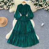 Fongt Vacation Wearing Women's Dress Summer Retro Color Linguist Repair Slim Slimy Tuxed Dress