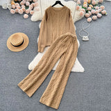 Fongt Suit Female French Gentle Wind Loose Jersey Sweater High Waist Thin Trousers Two-Set