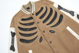Skeleton Graphic Oversized Varsity Jacket-Outfit