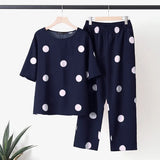 Bohemian Summer Polka Dots Printed Holiday Matching Sets Long Sleeve O-Neck High Low Blouse Femme Fashion Casual