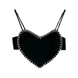 Patchwork Diamond Zipper Tank Tops For Women V Neck Sleeveless Solid Sexy Vests Female Korean Fashion Clothing
