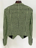 STREET Newest 2023 Fashion Designer Women's Lion Buttons Logo Beaded Houndstooth Tweed