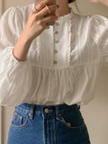 Fongt Retro Collar Lace White Shirt Women's Spring And Autumn Shirt High-End Chic Temperament Long-Sleeved Top