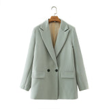 And Summer 2024 New Simple Loose Double-Breasted Suit Jacket New Suit For Women In Spring And Autumn-Outfit