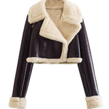 Fongt Winter New Y2K Women's Collar Fur All-In-One Double-Sided Short Jacket Jacket