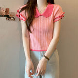 And Sexy T-Shirt Girl Summer New Pure Sweet Hottie Short-Sleeved Temperament Flying Short-Sleeved