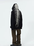 punk hoodie with skull jacquard