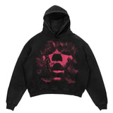 Vintage Gothic Skeleton Hoodie Autumn And Winter Hip Hop Long-Sleeved Coat Loose Hooded Sweatshirt-Outfit