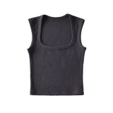 Trend Women's Knitted Jacket Generous Collar Solid Color Slim Short Style Small Vest High Waist Navel Sleeveless Blouse-Outfit