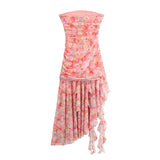 New Summer Dress With Printed Silk Mesh And Chest Pleats 5039267-Outfit