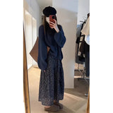 Fongt With A Set Of 2025 Purple Gentle Temperament Sweater Knitted Jersey Half Dress Two-Piece Skirt