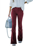 Fongt Autumn And Winter Women's Solid Color High Waist Repair Micro-Trumpet Trousers Cord Velvet Tight Waist Casual Pants