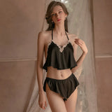 Women Sleep Tops Shorts Two Piece Set 1028-1-Outfit