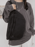 Vintage Wash Capacity Crossbody Bag-Outfit