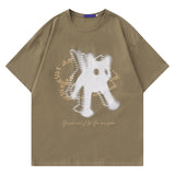 Kitten Print Letter Oversized T-shirt-Outfit