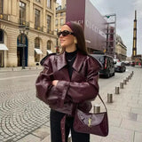 Fongt Women's Street Trend Locomotive Wind Sheep Leather Coat