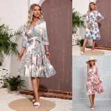Women's Wear The New Summer Hot Print Seven Minute Sleeve Dress-Outfit