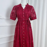 Fongt High-End Temperament Dress 2025 Summer Fashion Strap To Waist Single Buckle Embroidery Mesh Long Dress Woman