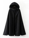 And Winter 2024 New Women's Front Forked Woolen Coat With Hat And Cloak-Outfit