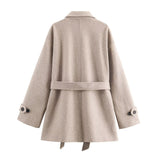 Fongt Women's 2025 New Fashion Temperament Double-Necked Belt Soft Coat