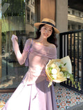 Fongt Xixi 2025 Spring New Korean Version Of The Flower Temperament Collar Wool Knitted Women's Top 25138