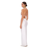 2025 New Solid-Color Swimsuit Women Feel Deep V-Loand Back Half Dress