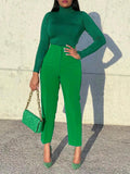 Fongt Women's Clothing Large-Size Fashion Temperament Casual Thin High-Waisted Trousers Solid African Professional Pants