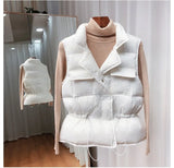 Down Vest Women Short Vest Windbreaker Lightweight Coat Warm Waistcoat Female White Duck Down Coat Sleeveless