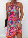 2023 New Positioning Printing Empty Sleeveless Dress-Outfit