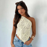 Women's Clothing 2024 New Solid Color Waistless Asymmetrical Sloping Collar Tops Club Clothing Vestidos-Outfit
