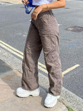Washed Pocket Solid Cargo Pants-Outfit