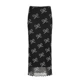 2024 Butterfly Print Skirt Female Summer Temperament High Waist Hanging Thin Net Dress In The Long