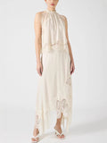 Fongt Women's Sleeveless Lace Opening Two-Piece Round Collar Vest Hollow Splicing Women 3045