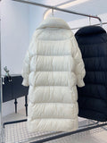 Korean Version Long Down Jacket Female 2024 Winter New Fashion Add Thick Puff Feeling Loose Over The Knee Coat Tide Large Size-Outfit