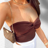 Fongt Spring And Summer Women's Explosive Pure Color Cross-Knitted Knitted Bra Vest