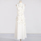 Fongt Temperament Famous Wind Dress Woman 2025 Summer New Fashion Flowers Spliced High-End Sleeveless Tlosso With Long