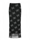 2024 Butterfly Print Skirt Female Summer Temperament High Waist Hanging Thin Net Dress In The Long