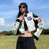 Bomber Woman Varsity Jacket American Racing Long Sleeve Jackets Hip Hop Black Vintage Women's Winter Coats Bombers
