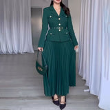 Fongt Temperament Long Dress Suit Women's 100-Fold Dress Suit Women's Clothing
