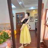 Fongt High-Waisted Half-Dress Woman's Summer Thin A-Dress Loose Waist-Hanging Long Umbrella Skirt